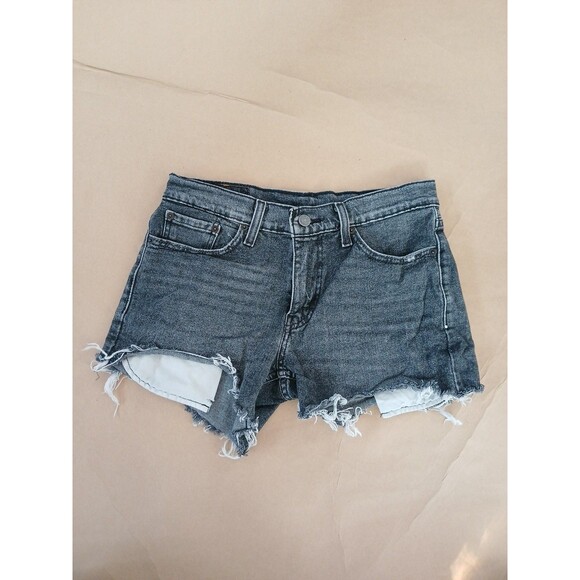 Levis 511 Gray Denim Shorts Womens 29 Cut Off Jean Shorts Distressed - Picture 1 of 6